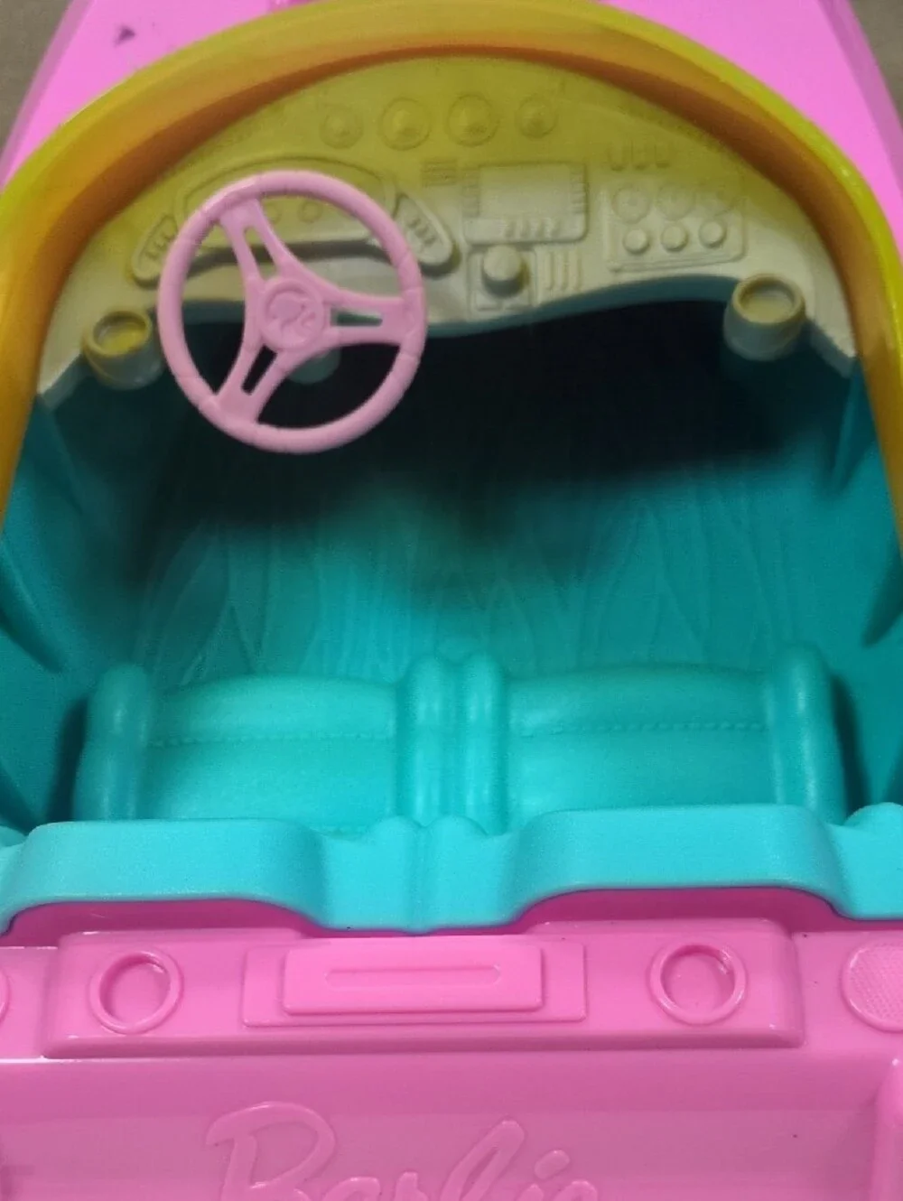 Barbie Pink Boat with Teal Seats and Yellow Windshield